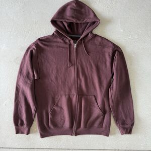 Vintage Fruit Of The Look Zip Up Jacket Maroon Blank Mens Size Medium
